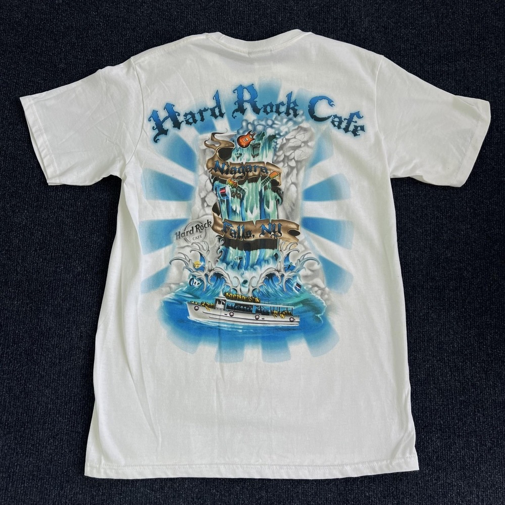 Hard Rock Cafe Niagara‎ Falls Shirt Mens Medium White Waterfall Boat Tee T-Shirt